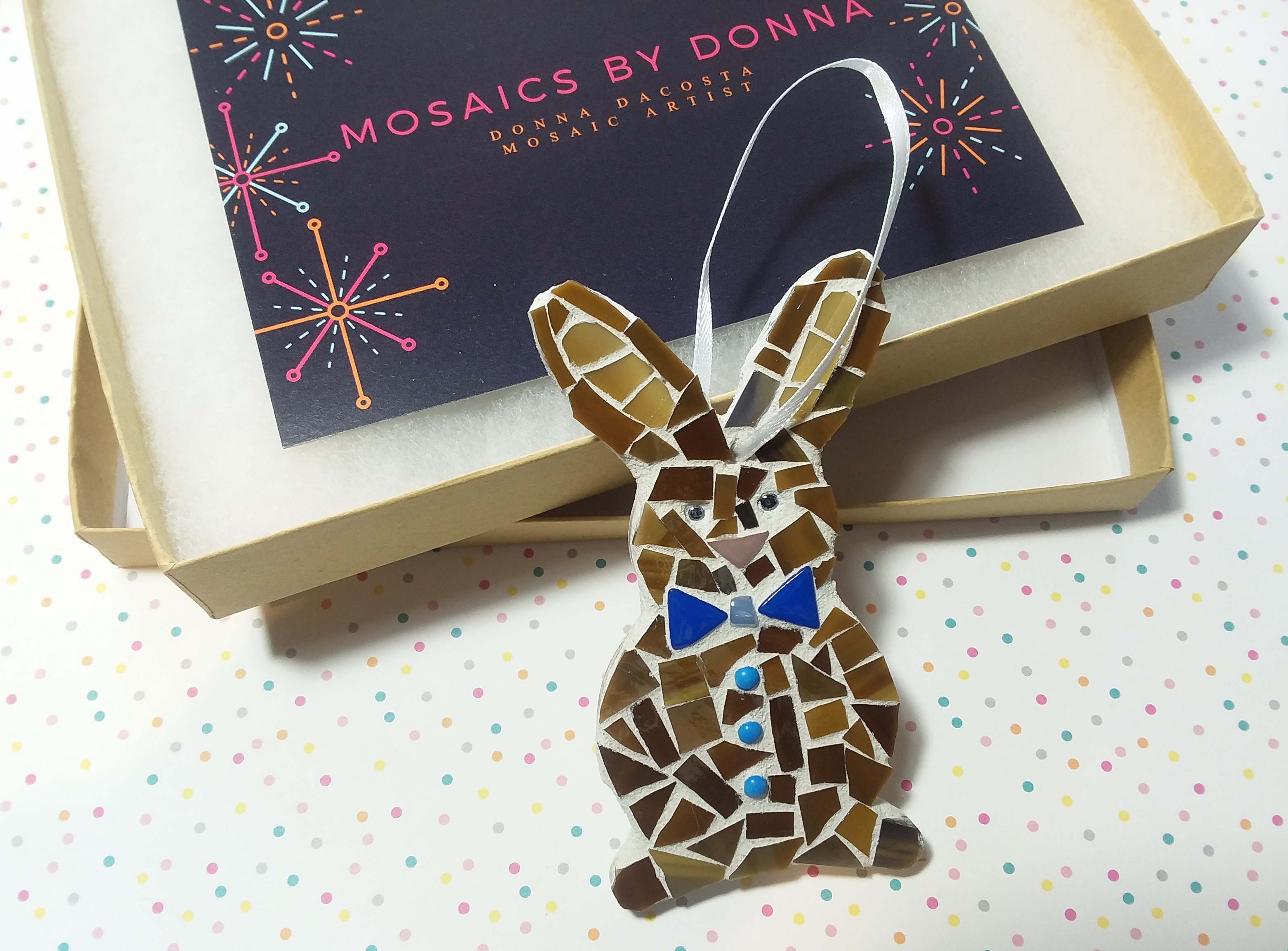 Mosaic bunny ornament